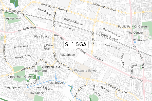 SL1 5GA map - small scale - OS Open Zoomstack (Ordnance Survey)