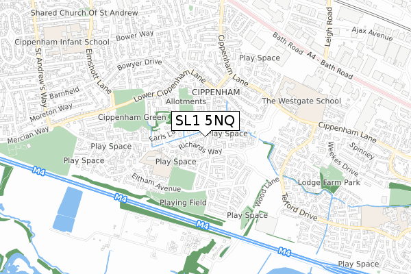 SL1 5NQ map - small scale - OS Open Zoomstack (Ordnance Survey)