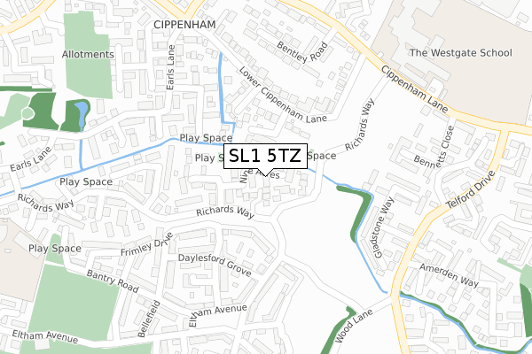 SL1 5TZ map - large scale - OS Open Zoomstack (Ordnance Survey)