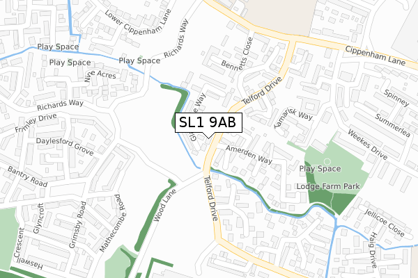 SL1 9AB map - large scale - OS Open Zoomstack (Ordnance Survey)