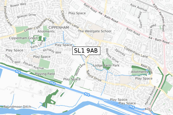 SL1 9AB map - small scale - OS Open Zoomstack (Ordnance Survey)