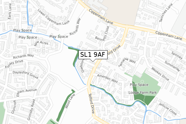 SL1 9AF map - large scale - OS Open Zoomstack (Ordnance Survey)