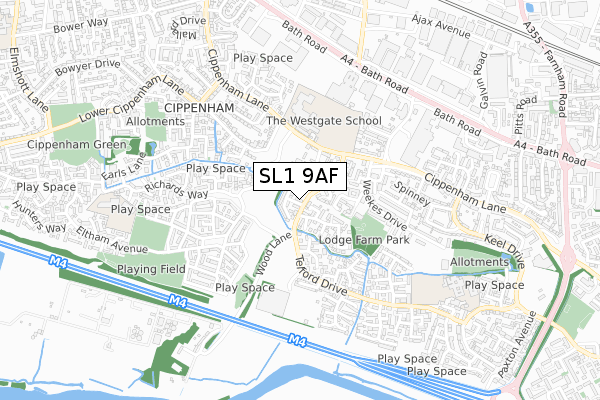 SL1 9AF map - small scale - OS Open Zoomstack (Ordnance Survey)