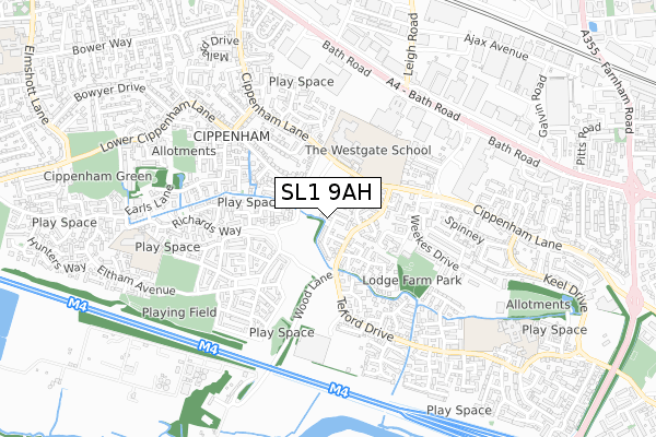 SL1 9AH map - small scale - OS Open Zoomstack (Ordnance Survey)