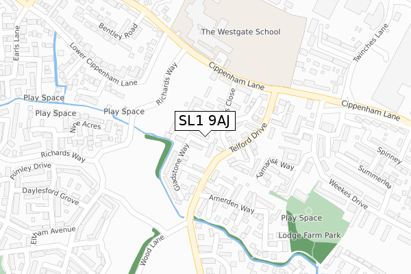 SL1 9AJ map - large scale - OS Open Zoomstack (Ordnance Survey)