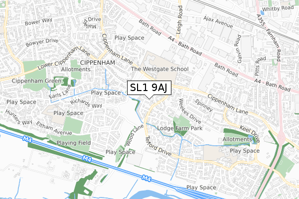 SL1 9AJ map - small scale - OS Open Zoomstack (Ordnance Survey)