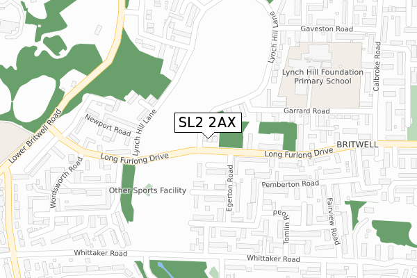 SL2 2AX map - large scale - OS Open Zoomstack (Ordnance Survey)