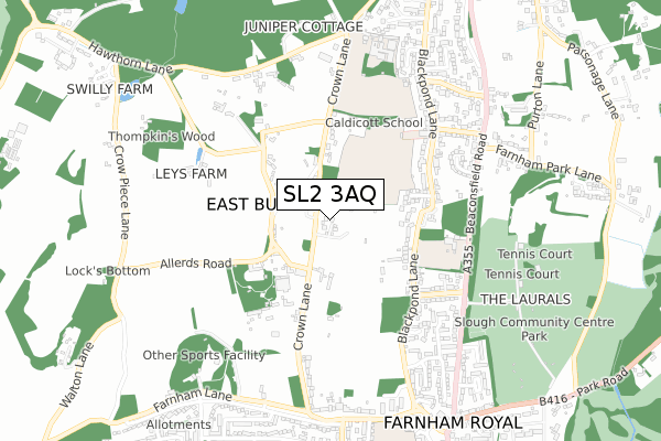 SL2 3AQ map - small scale - OS Open Zoomstack (Ordnance Survey) SL2 3AQ map - small scale - OS Open Zoomstack (Ordnance Survey)