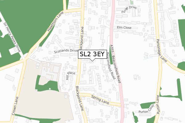SL2 3EY map - large scale - OS Open Zoomstack (Ordnance Survey)