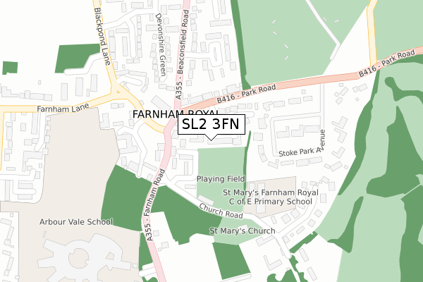 SL2 3FN map - large scale - OS Open Zoomstack (Ordnance Survey)
