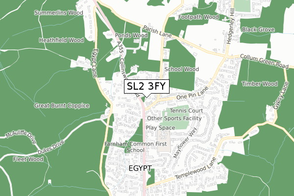 SL2 3FY map - small scale - OS Open Zoomstack (Ordnance Survey)