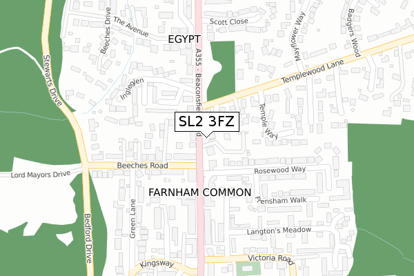 SL2 3FZ map - large scale - OS Open Zoomstack (Ordnance Survey)