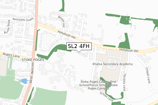 SL2 4FH map - large scale - OS Open Zoomstack (Ordnance Survey)