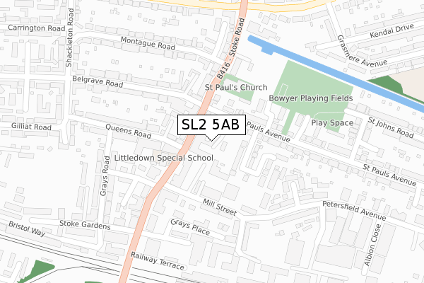 SL2 5AB map - large scale - OS Open Zoomstack (Ordnance Survey)