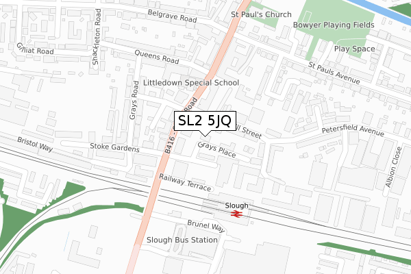 SL2 5JQ map - large scale - OS Open Zoomstack (Ordnance Survey) SL2 5JQ map - large scale - OS Open Zoomstack (Ordnance Survey)
