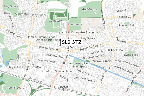 SL2 5TZ map - small scale - OS Open Zoomstack (Ordnance Survey)