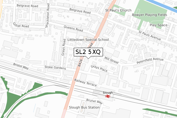 SL2 5XQ map - large scale - OS Open Zoomstack (Ordnance Survey)