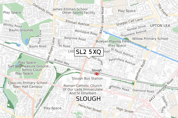 SL2 5XQ map - small scale - OS Open Zoomstack (Ordnance Survey)