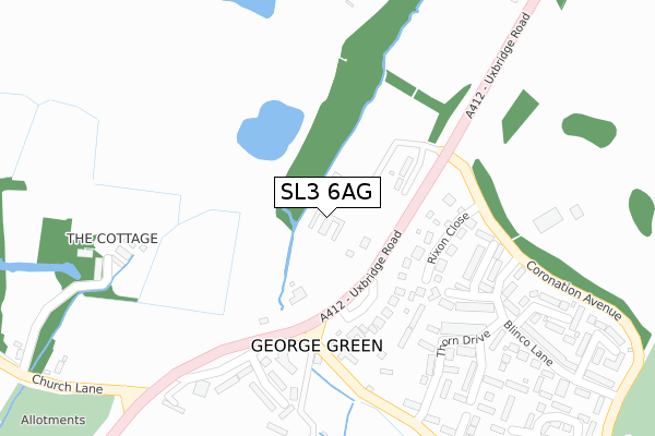 SL3 6AG map - large scale - OS Open Zoomstack (Ordnance Survey)