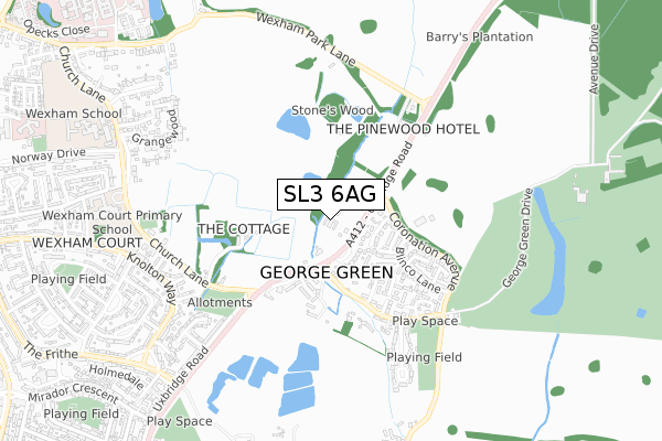 SL3 6AG map - small scale - OS Open Zoomstack (Ordnance Survey)