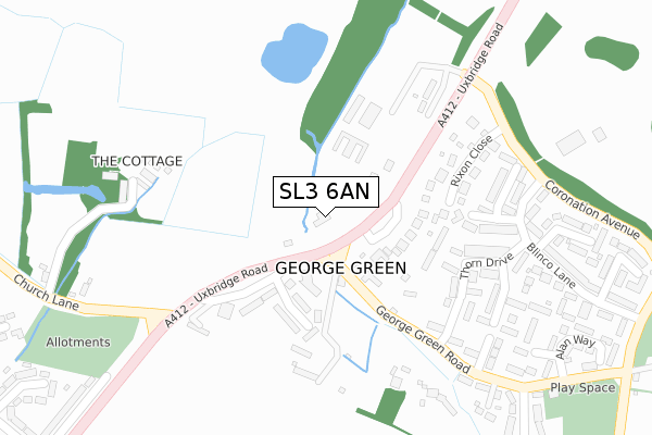 SL3 6AN map - large scale - OS Open Zoomstack (Ordnance Survey)