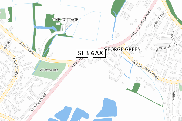 SL3 6AX map - large scale - OS Open Zoomstack (Ordnance Survey)