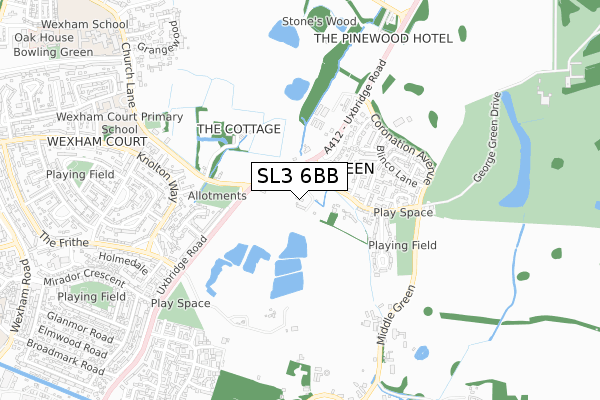 SL3 6BB map - small scale - OS Open Zoomstack (Ordnance Survey)