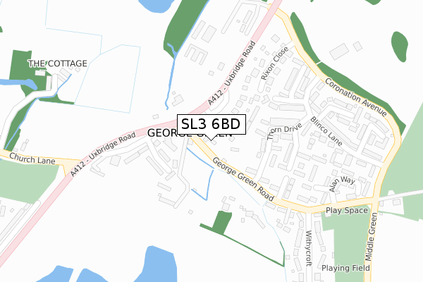 SL3 6BD map - large scale - OS Open Zoomstack (Ordnance Survey)