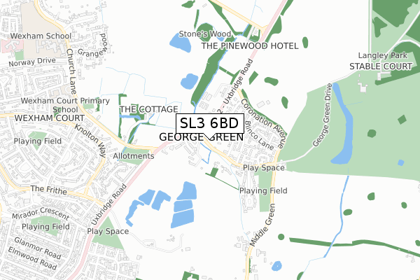 SL3 6BD map - small scale - OS Open Zoomstack (Ordnance Survey)