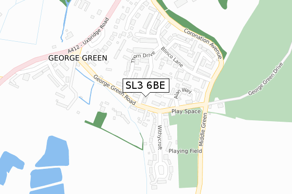 SL3 6BE map - large scale - OS Open Zoomstack (Ordnance Survey)