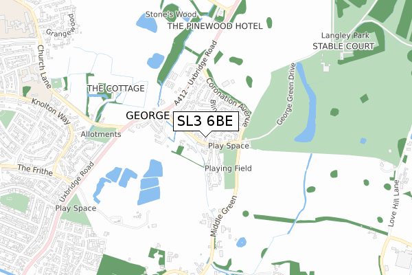 SL3 6BE map - small scale - OS Open Zoomstack (Ordnance Survey)