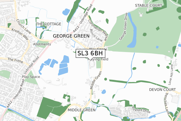 SL3 6BH map - small scale - OS Open Zoomstack (Ordnance Survey)