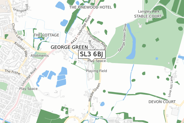 SL3 6BJ map - small scale - OS Open Zoomstack (Ordnance Survey)