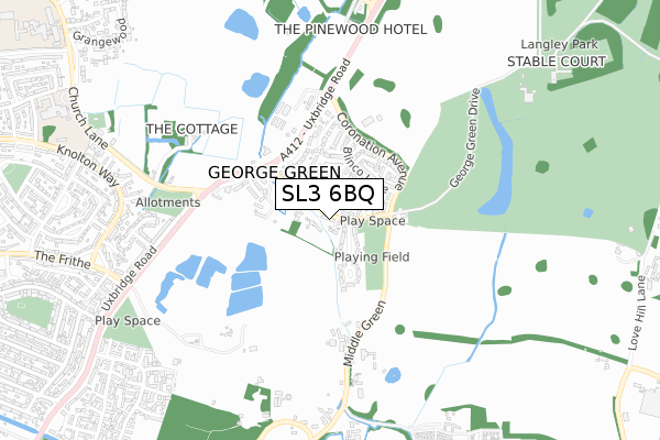 SL3 6BQ map - small scale - OS Open Zoomstack (Ordnance Survey)