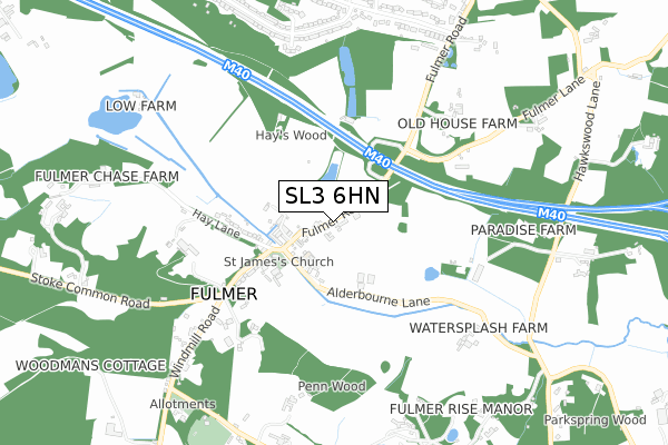 SL3 6HN map - small scale - OS Open Zoomstack (Ordnance Survey)