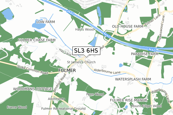 SL3 6HS map - small scale - OS Open Zoomstack (Ordnance Survey)