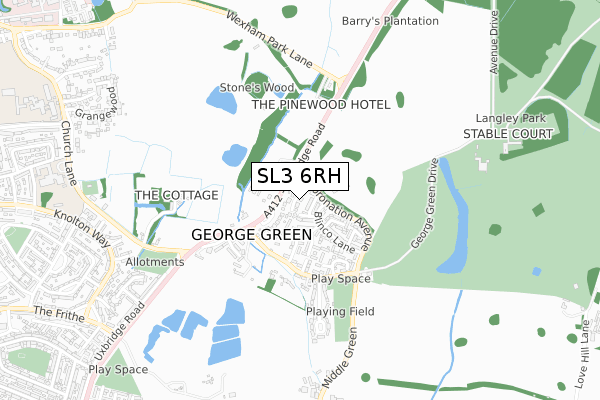 SL3 6RH map - small scale - OS Open Zoomstack (Ordnance Survey)