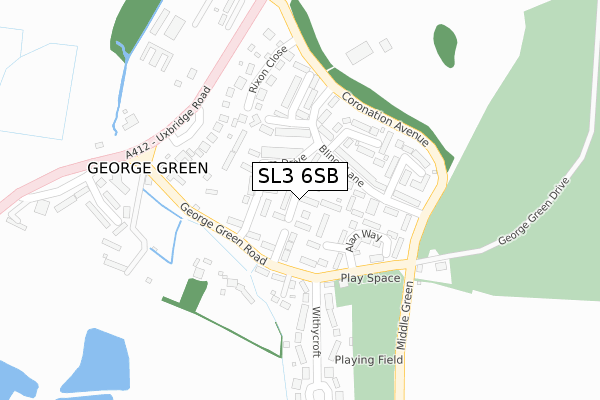 SL3 6SB map - large scale - OS Open Zoomstack (Ordnance Survey)