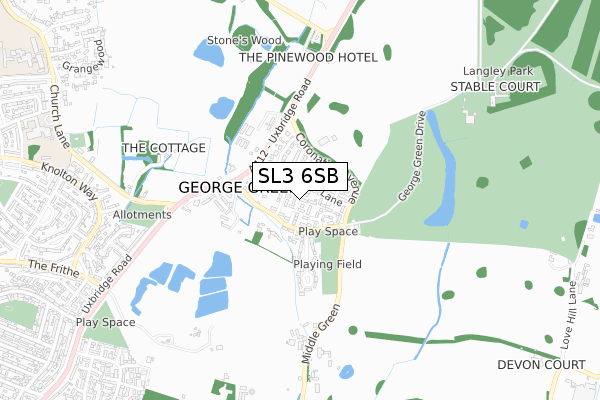 SL3 6SB map - small scale - OS Open Zoomstack (Ordnance Survey)