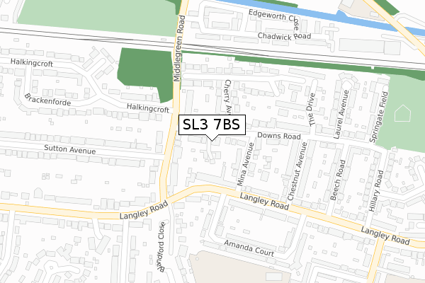 SL3 7BS map - large scale - OS Open Zoomstack (Ordnance Survey)