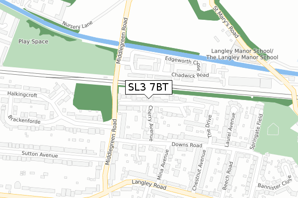 SL3 7BT map - large scale - OS Open Zoomstack (Ordnance Survey)