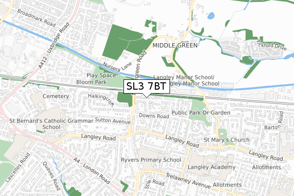 SL3 7BT map - small scale - OS Open Zoomstack (Ordnance Survey)