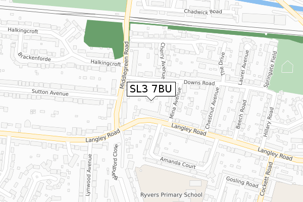 SL3 7BU map - large scale - OS Open Zoomstack (Ordnance Survey)