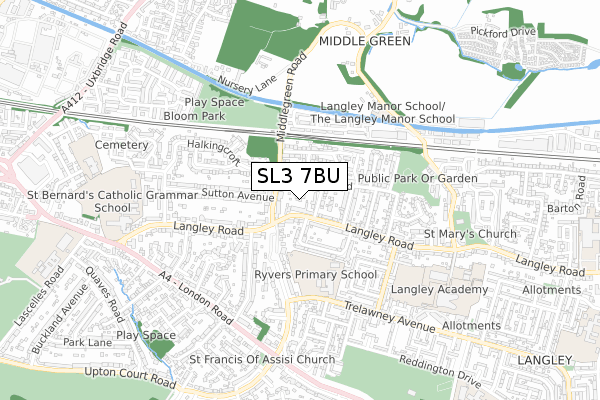 SL3 7BU map - small scale - OS Open Zoomstack (Ordnance Survey)