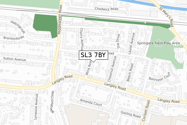 SL3 7BY map - large scale - OS Open Zoomstack (Ordnance Survey)