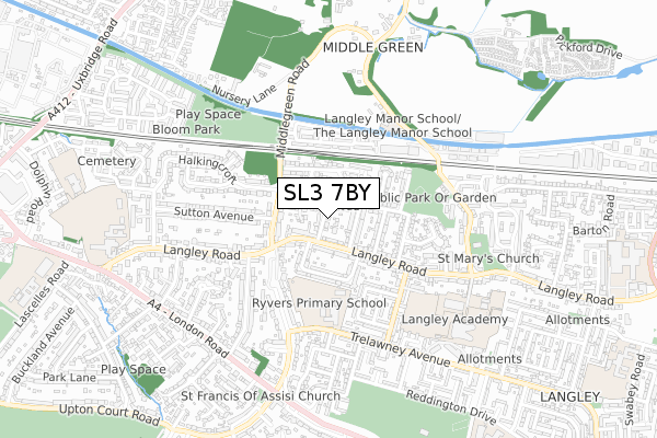 SL3 7BY map - small scale - OS Open Zoomstack (Ordnance Survey)