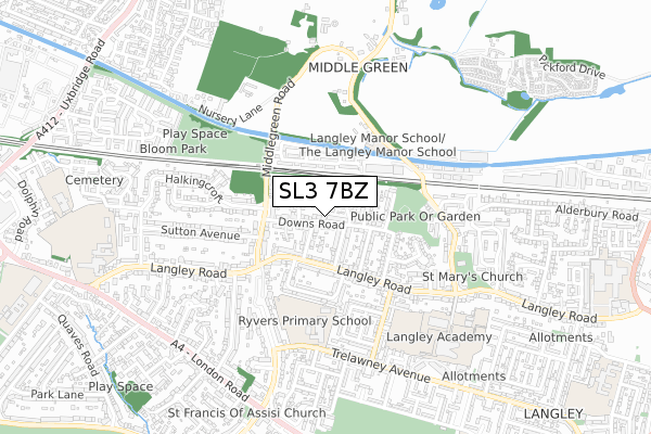 SL3 7BZ map - small scale - OS Open Zoomstack (Ordnance Survey) SL3 7BZ map - small scale - OS Open Zoomstack (Ordnance Survey)