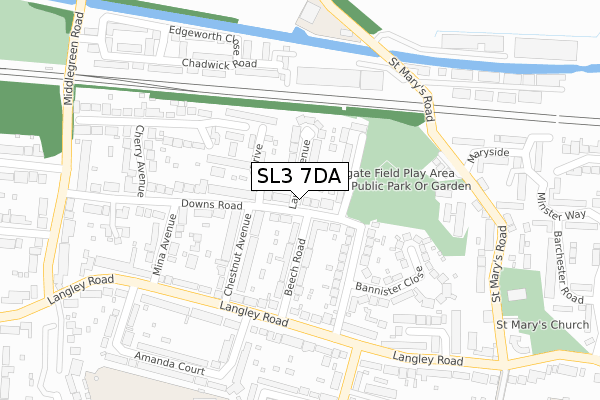 SL3 7DA map - large scale - OS Open Zoomstack (Ordnance Survey)