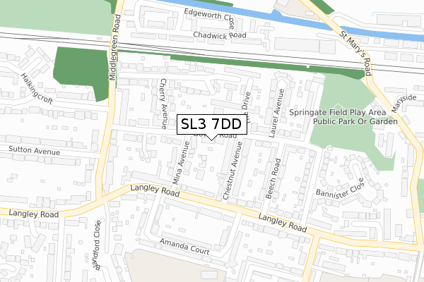 SL3 7DD map - large scale - OS Open Zoomstack (Ordnance Survey)