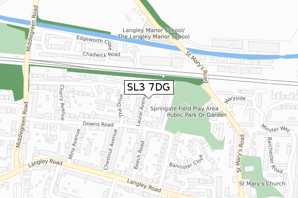 SL3 7DG map - large scale - OS Open Zoomstack (Ordnance Survey)